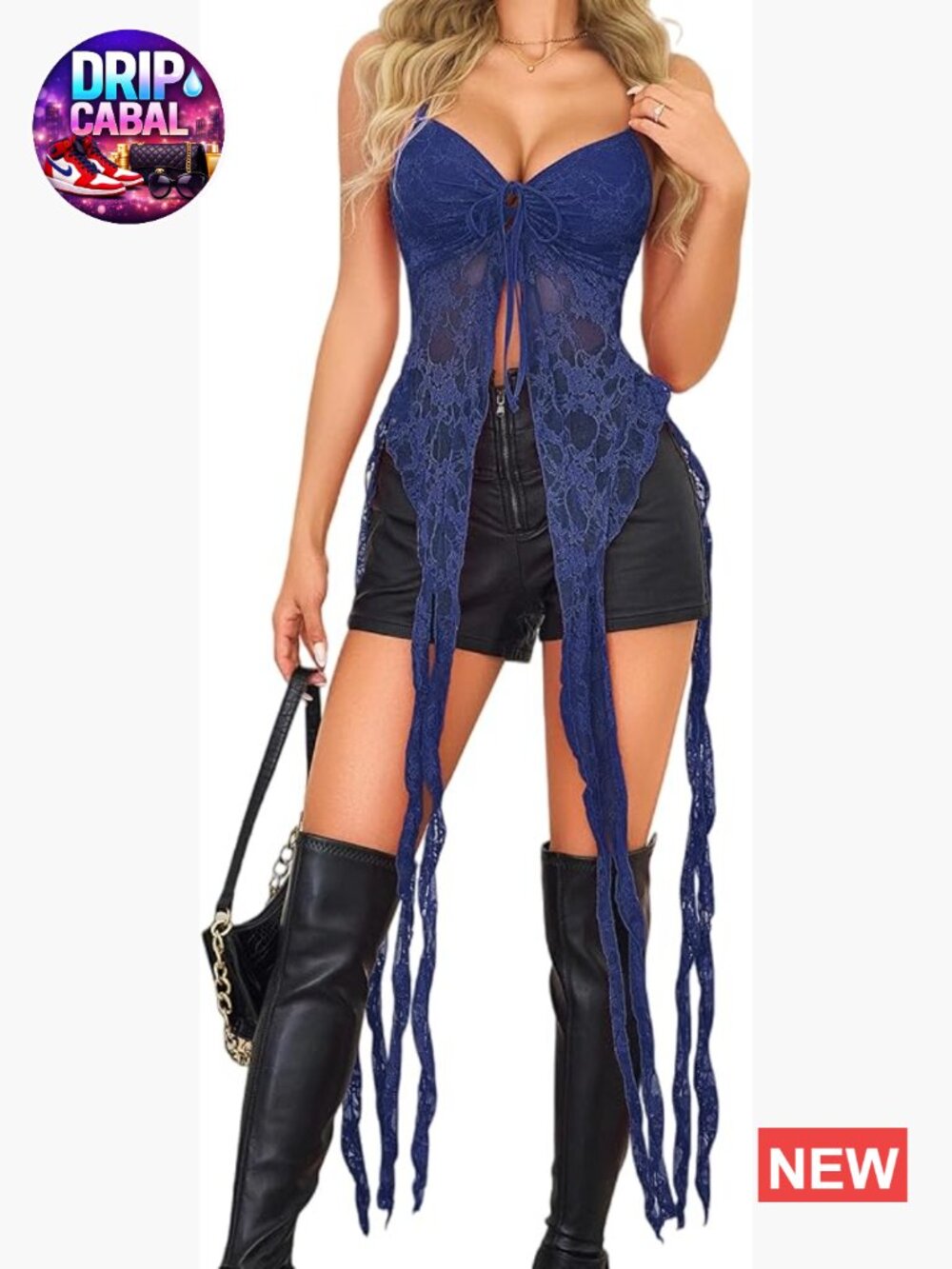 Lace V-Neck Open Front Ruffle Camisole Top Sleeveless Asymmetrical Hem